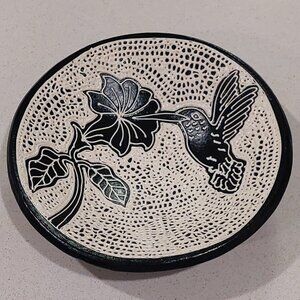 Unique Handcrafted Hummingbird Pottery Bowl